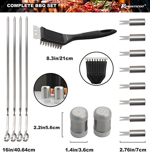 ROMANTICIST 20pc Heavy Duty BBQ Grill Tool Set in Case - The Very